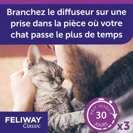 Feliway Classic Recharges pour Diffuseur électrique Anti-stress Chat 3x48ml