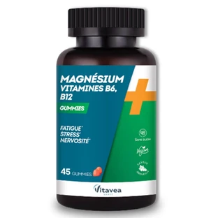 Vitavea Santé Magnesium Vitamine B6, B12 Vermoeidheid Stress Nervositeit 45 Gummies