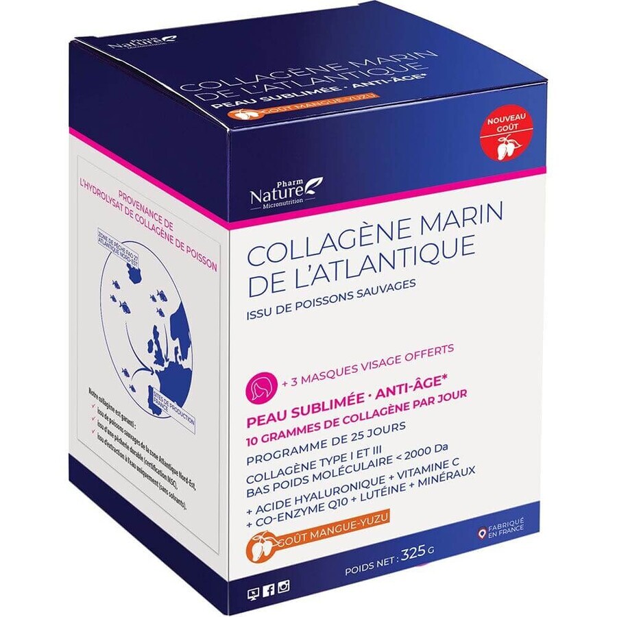 Pharm Nature Micronutrición Colágeno Marino Atlántico Piel Sublimada Antiedad Sabor Mango 325g