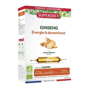 Superdiet Organic Ginseng Invigorating Énergie & Dynamisme x 20 bulbs