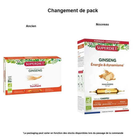Superdiet Organic Ginseng Invigorating Énergie & Dynamisme x 20 bulbs