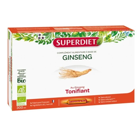 Superdiet Organic Ginseng Invigorating Énergie & Dynamisme x 20 bulbs