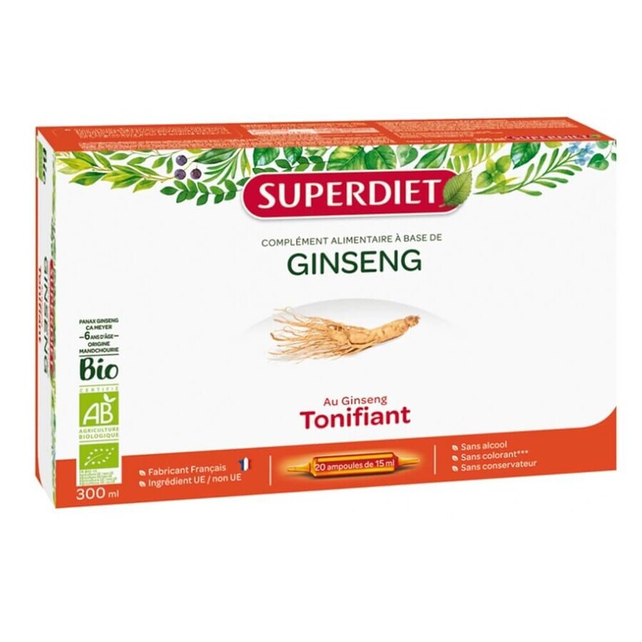 Superdiet Bio Ginseng Versterkend Énergie & Dynamisme x 20 bollen Superdiet Bio Ginseng Versterkend Énergie & Dynamisme x 20 bollen