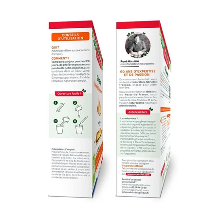 Superdiet Organic Ginseng Invigorating Énergie & Dynamisme x 20 bulbs