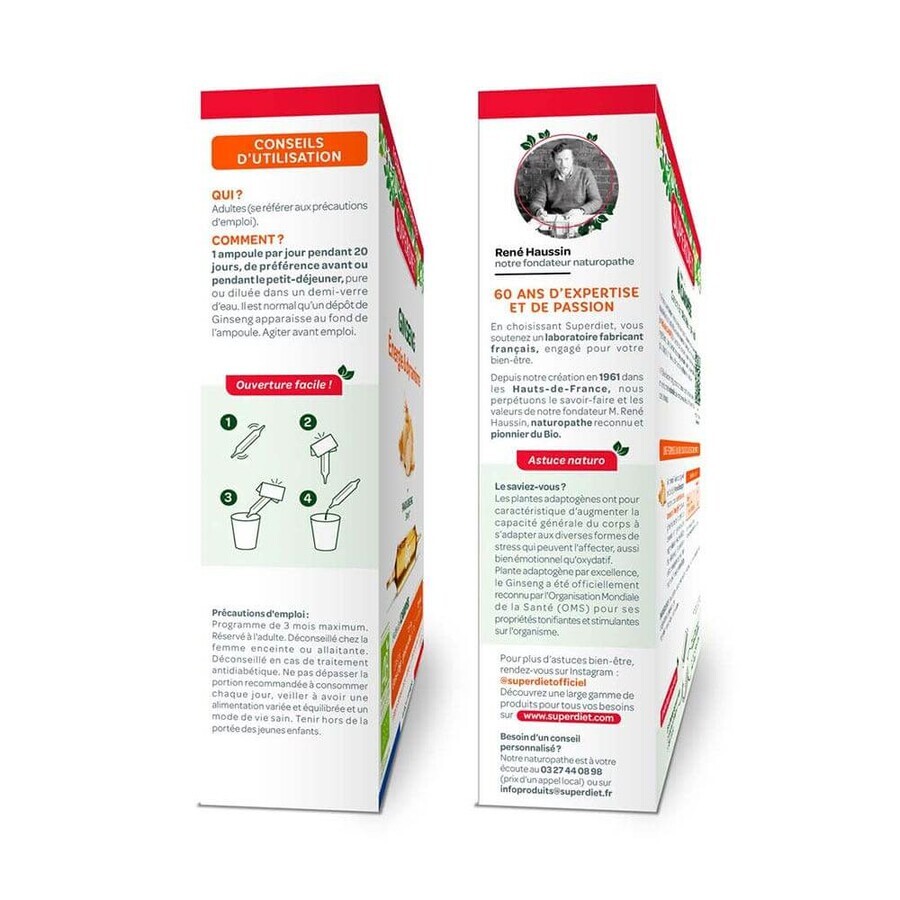 Superdiet Bio Ginseng Versterkend Énergie & Dynamisme x 20 bollen