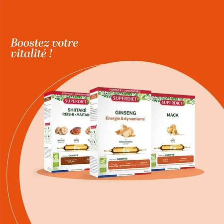 Superdiet Organic Ginseng Invigorating Énergie & Dynamisme x 20 bulbs