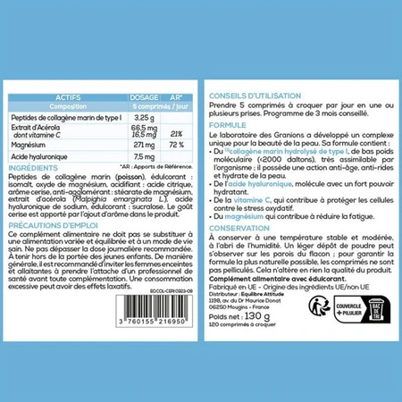 Granions Colágeno+ Belleza Cereza 120 comprimidos masticables