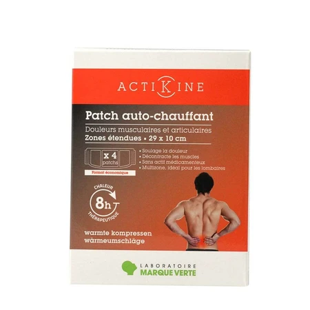 Marque Verte ActiKine Tiritas adhesivas autocalentables 29x10cm 4 unidades