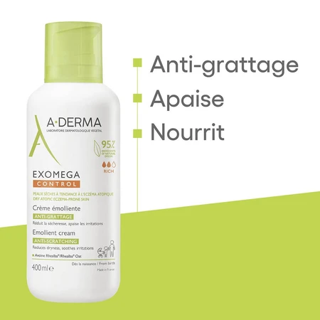 A-Derma Exomega Control Emollient Anti-itching Cream Dry skin prone to atopic eczema 400ml