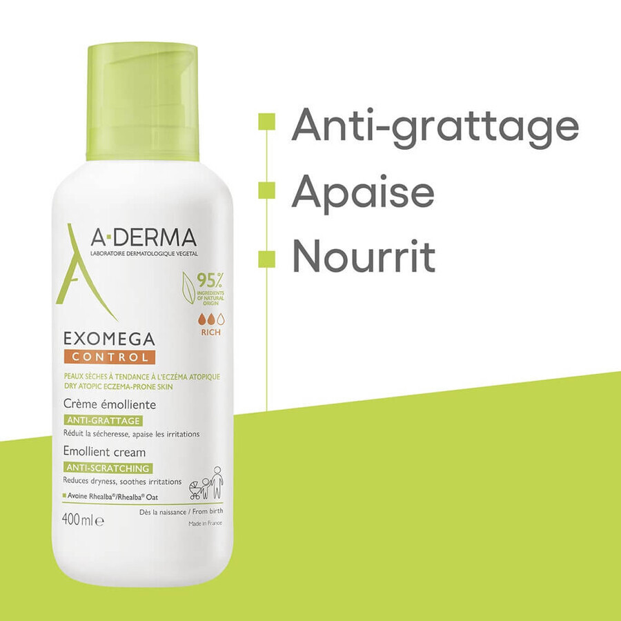 A-Derma Exomega Control Emollient Anti-itching Cream Dry skin prone to atopic eczema 400ml