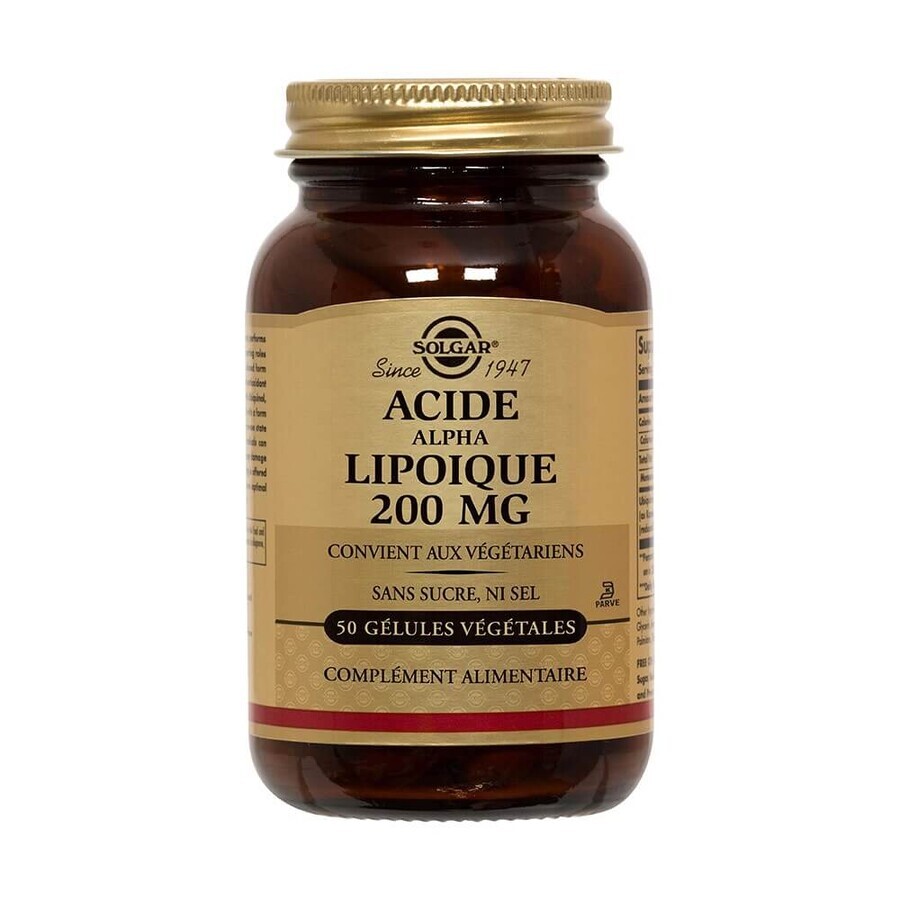 Solgar Alpha-Liponsäure 50 Gele Lipoïque Antioxydant Detox 50 gélules végétales