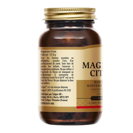 Solgar Magnesiumcitraat Vermoeidheid Vitalité 60 Comprimés