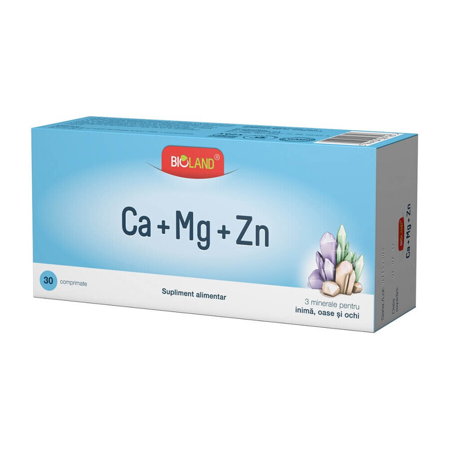 Cumpără Ca+Mg+Zn Bioland, 30 comprimate, Biofarm Ca+Mg+Zn Bioland, 30 comprimate, Biofarm