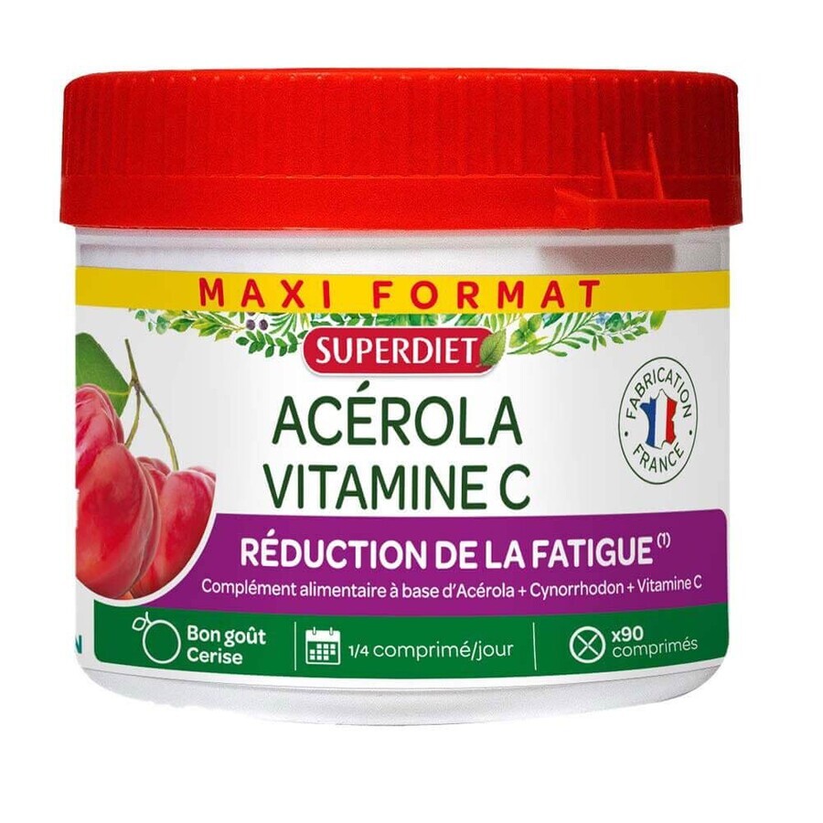 Winkel op Superdiet Maxi Pot Acérola Vitamine C Réduction De La Fatigue 90 Comprimés Superdiet Maxi Pot Acérola Vitamine C Réduction De La Fatigue 90 Comprimés