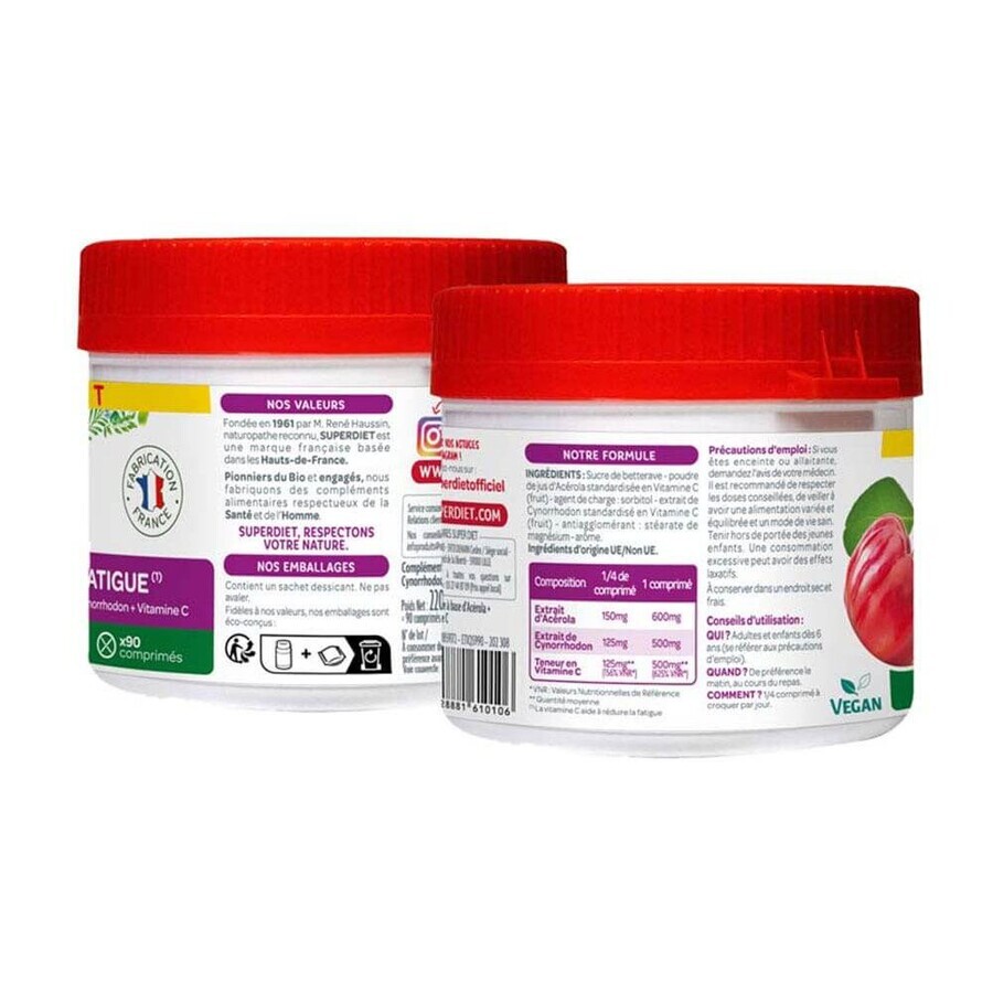 Superdiet Maxi Pot Acérola Vitamine C Réduction De La Fatigue 90 Comprimés Superdiet Maxi Pot Acérola Vitamine C Réduction De La Fatigue 90 Comprimés