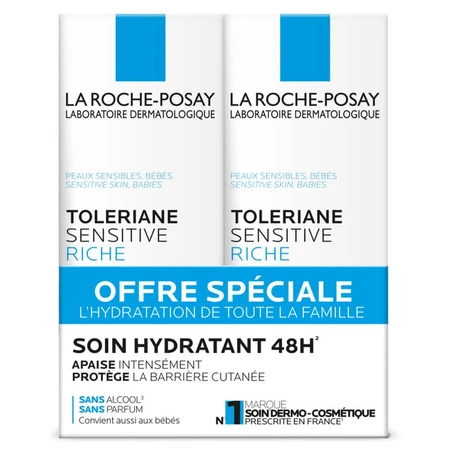 La Roche-Posay Toleriane Sensitive Rich Soothing Moisturizing Face Cream 2x40ml