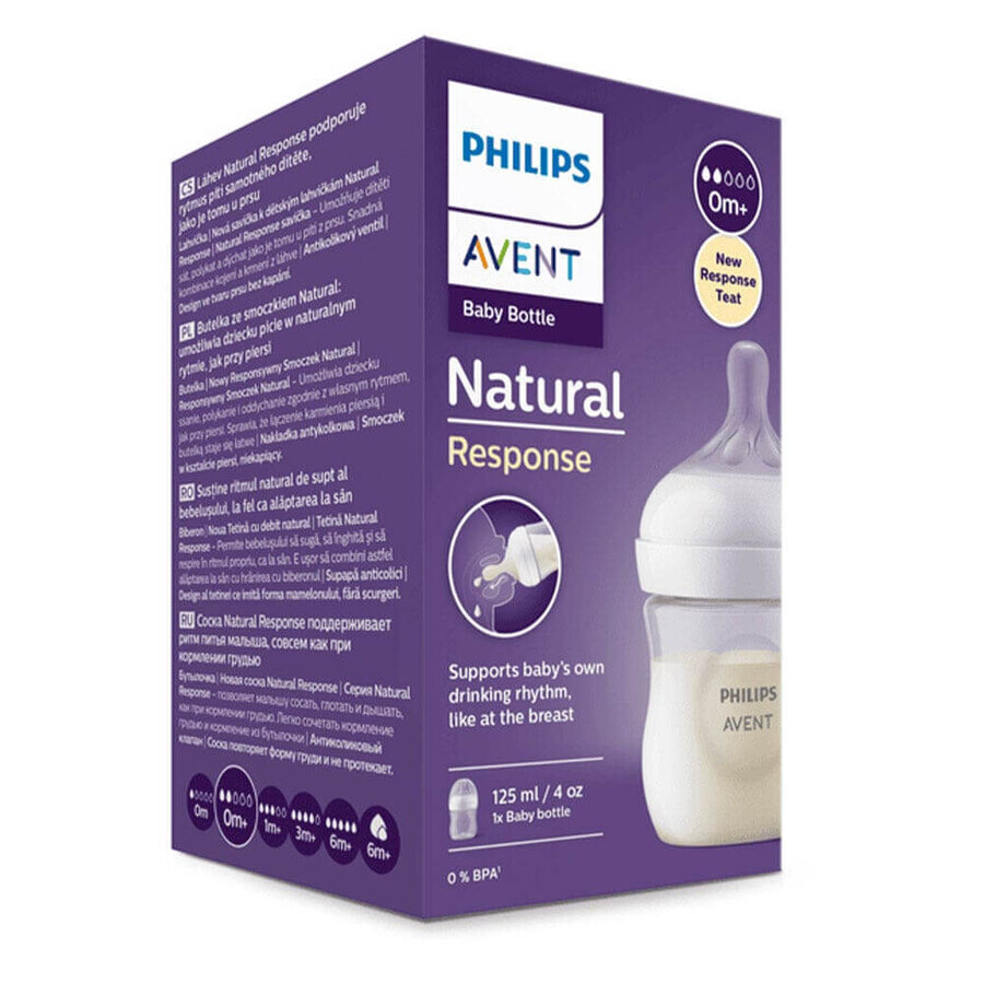 Avent Natural Response Baby Bottle Dès La Naissance 125ml Avent Natural Response Baby Bottle Dès La Naissance 125ml