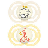 Mam Perfect Nuit Animaux Sucette Symétrique Phosphorescente 18 Mois et Plus x2