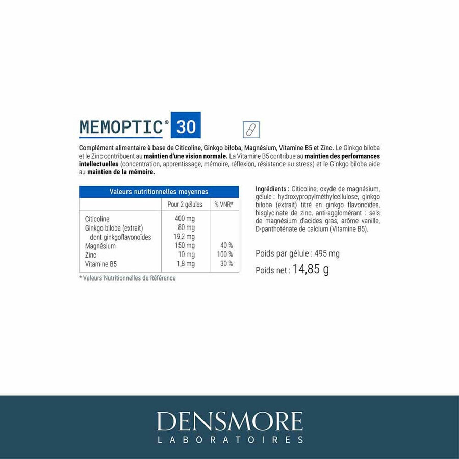 Densmore Memoptic behoud van gezichtsvermogen en geheugen 30 capsules