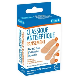Care+ Classic apósitos antisépticos 4 tallas x30