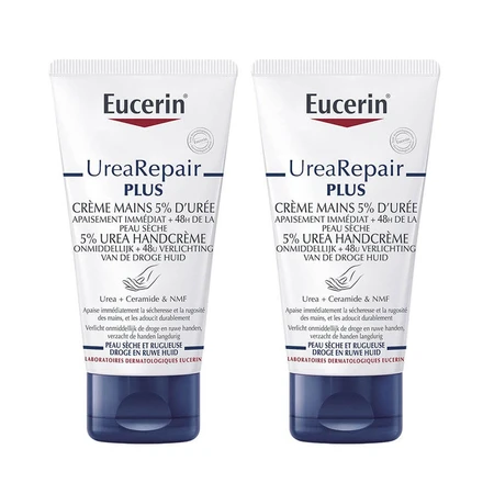 Eucerin UreaRepair Plus Creme Mains 5% D'uree Peaux Seches Et Abimées 2x75ml