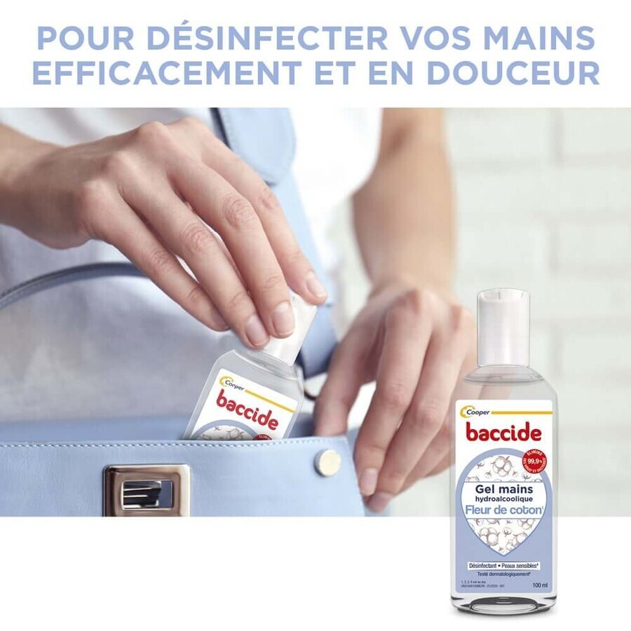 Baccide Gel Mains Désinfectant Hydroalcoolique Fleur de coton Peaux sensibles 100ml