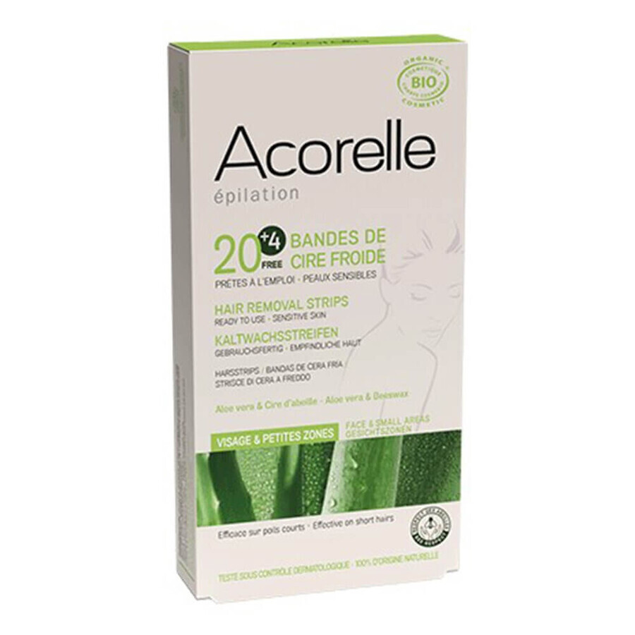 Acorelle Cold Wax Bandages for Face Certified Organic 4.8ml