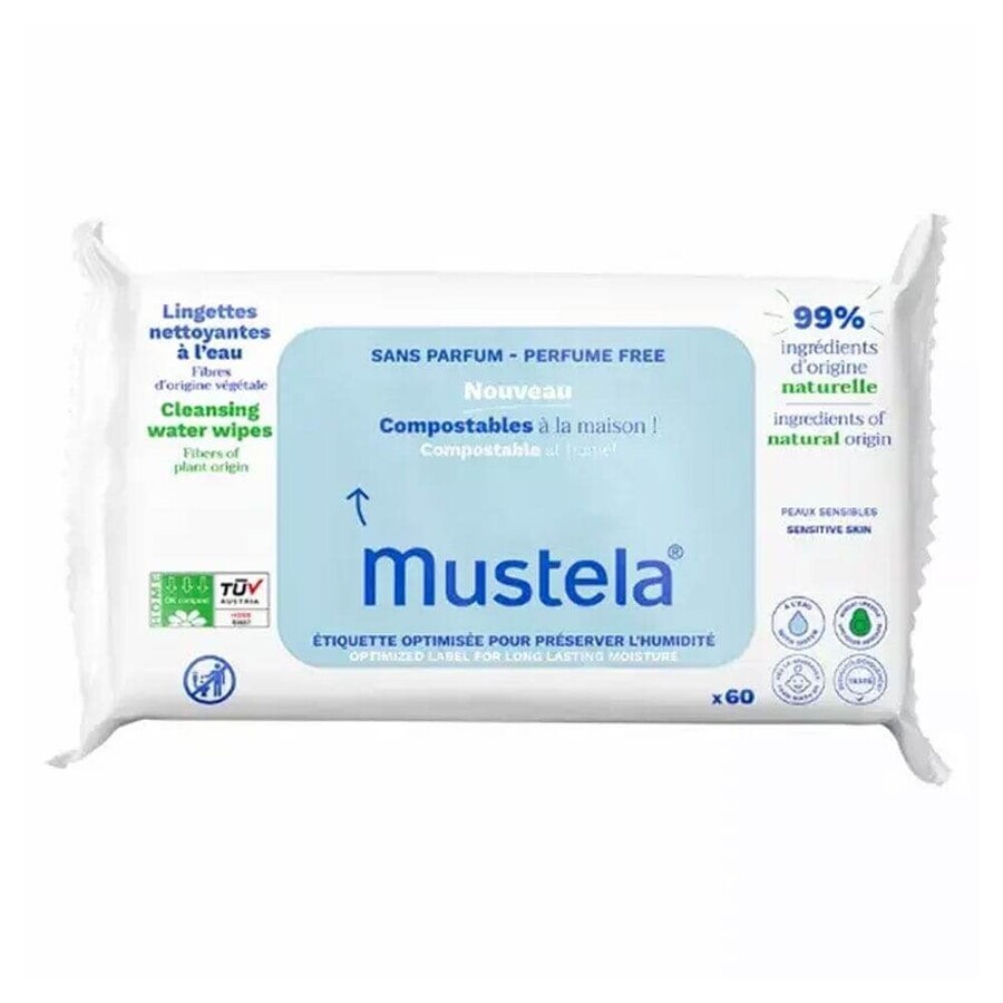 Mustela Toallitas limpiadoras al agua compostables x60