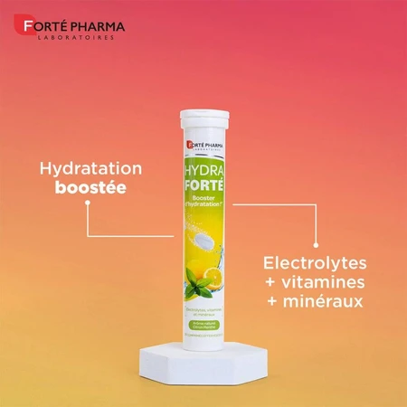 Forté Pharma Hydra Forté Potenciador de la Hidratación Sabor natural a limón y menta 24 comprimidos efervescentes