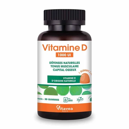 Vitavea Santé Vitamine D 1000 IU Défenses naturelles et capital osseux 30 gommine