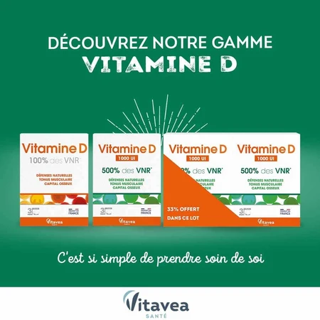 Vitavea Santé Vitamine D 1000 IU Défenses naturelles et capital osseux 30 gommine