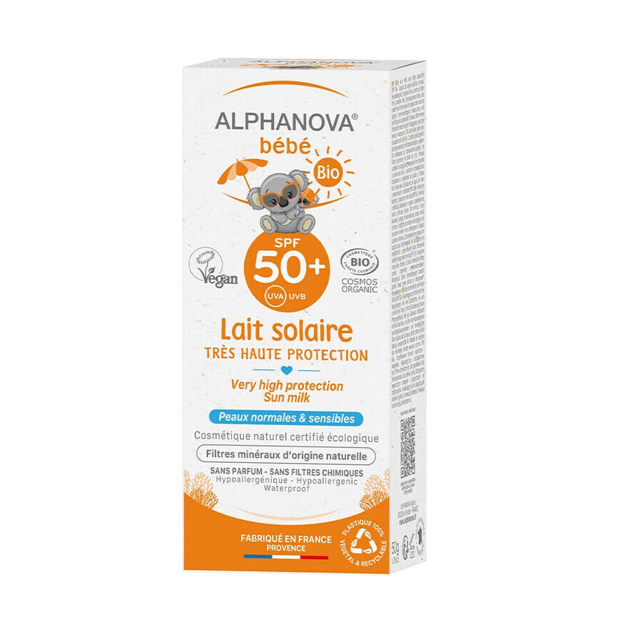 Alphanova Baby Sun Milk Protecție ridicată Spf50+ Bio 50ml Alphanova Baby Sun Milk Protecție ridicată Spf50+ Bio 50ml