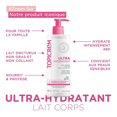 Topicrem Ultra-Hydraterende Bodymilk voor de Gevoelige en Droge Huid Peaux Sensibles Et Seches 500ml