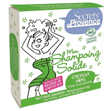 Secrets de Provence Shampoing solide Cheveux gras Argile Verte naturelle Bio 85g