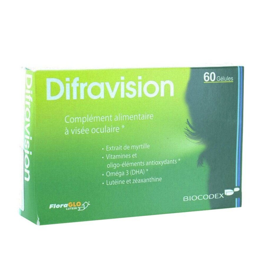 Biocodex Difravision Eye Vision Dietary Supplement for Eyesight 60 Capsules