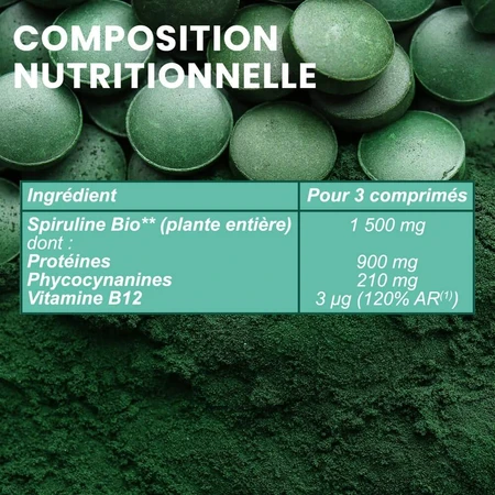 Santarome Spiruline Bio Fer, Vitamine B12 200 comprimés