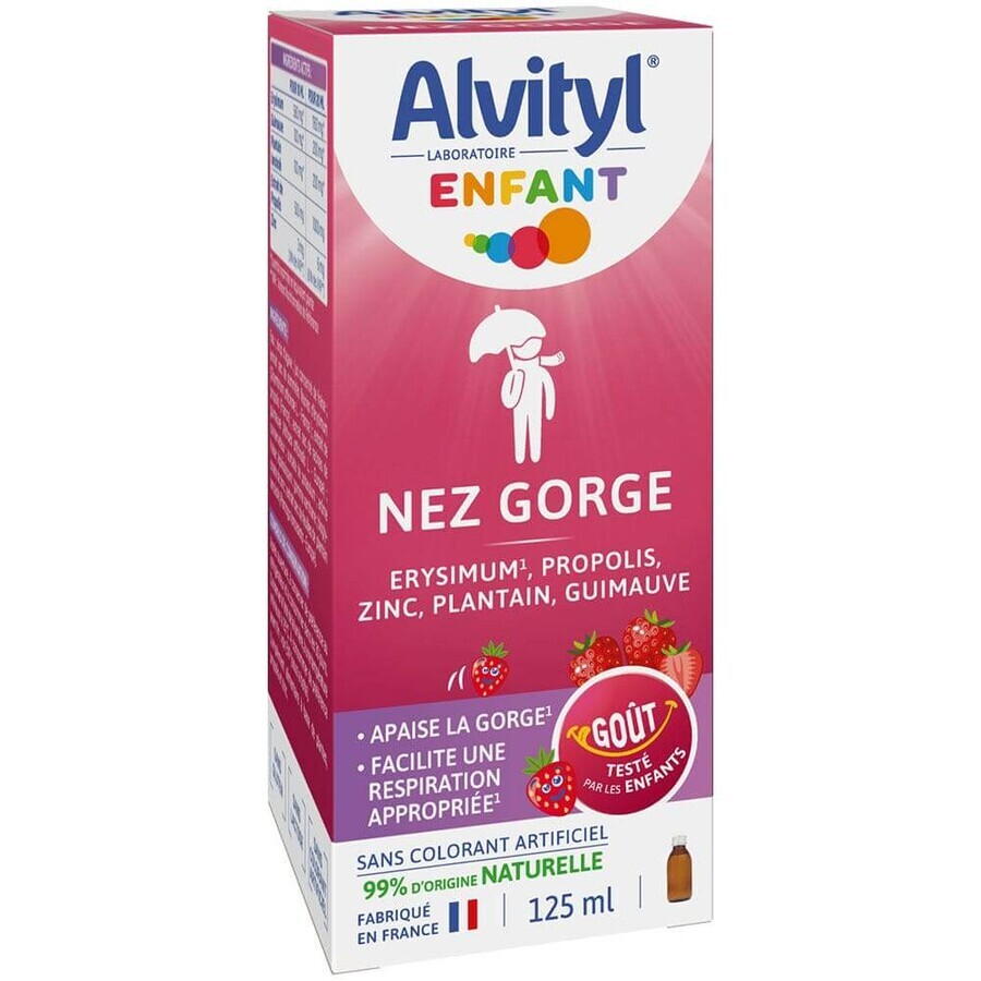 Alvityl Kind Neus en Keel Aardbeiensmaak 125 ml