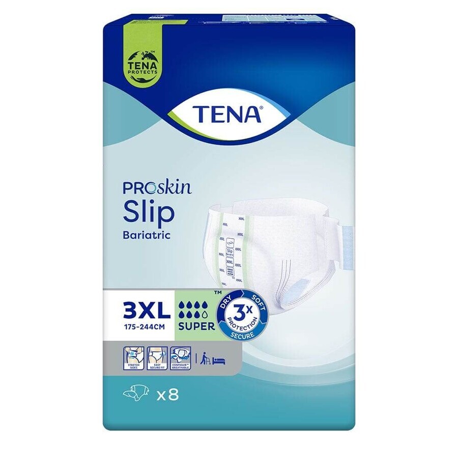 Tena Proskin Bariatric Absorbent Briefs for Bladder Weakness Size 3XL x8