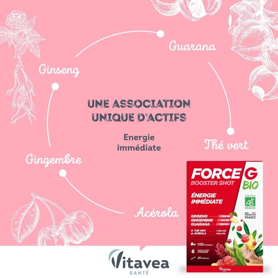 Vitavea Santé Force G Booster Shot Bio Energie Immédiate 20 Ampoules