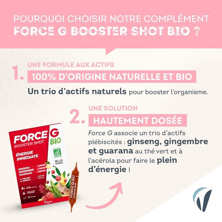 Vitavea Santé Force G Booster Shot Bio Energie Immédiate 20 Ampoules