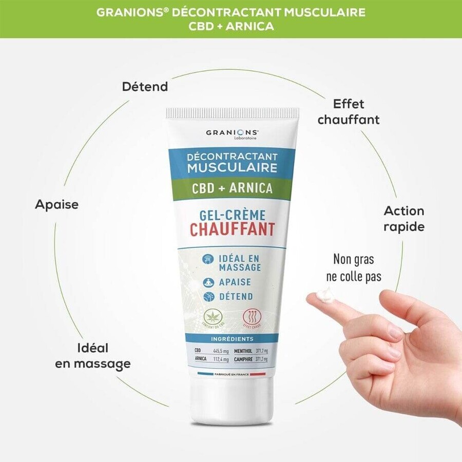 Granions Warming relaxing gel-cream for muscles CBD + Arnica 75ml