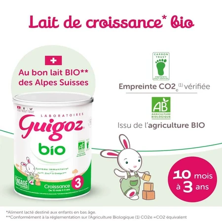 Guigoz Bio Lait En Poudre Croissance 3 De 10 Mois À 3 Ans 800g