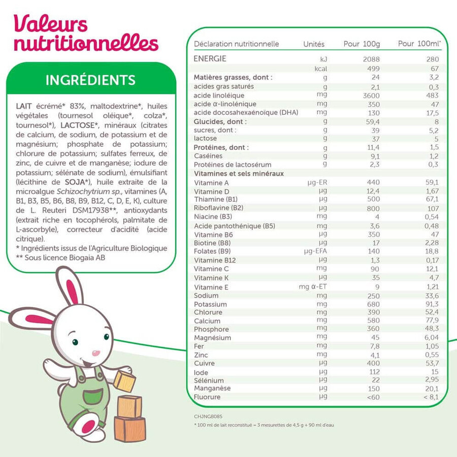 Guigoz Bio-Milchpulver Wachstum 3 Bio von 10 Monaten bis 3 Jahren 800g Guigoz Bio-Milchpulver Wachstum 3 Bio von 10 Monaten bis 3 Jahren 800g