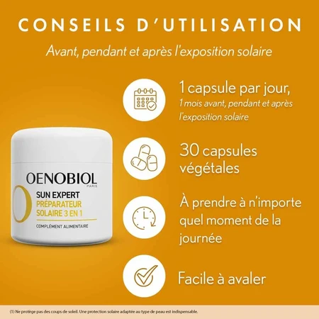 Oenobiol Sun Expert Préparateur Solaire 3en1 Triple action 30 capsules