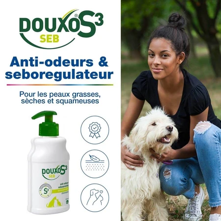 Ceva Douxo S3 Seb Shampooing Anti-Odeur Et Séborégulateur Peaux grasses ou pellicules 500ml