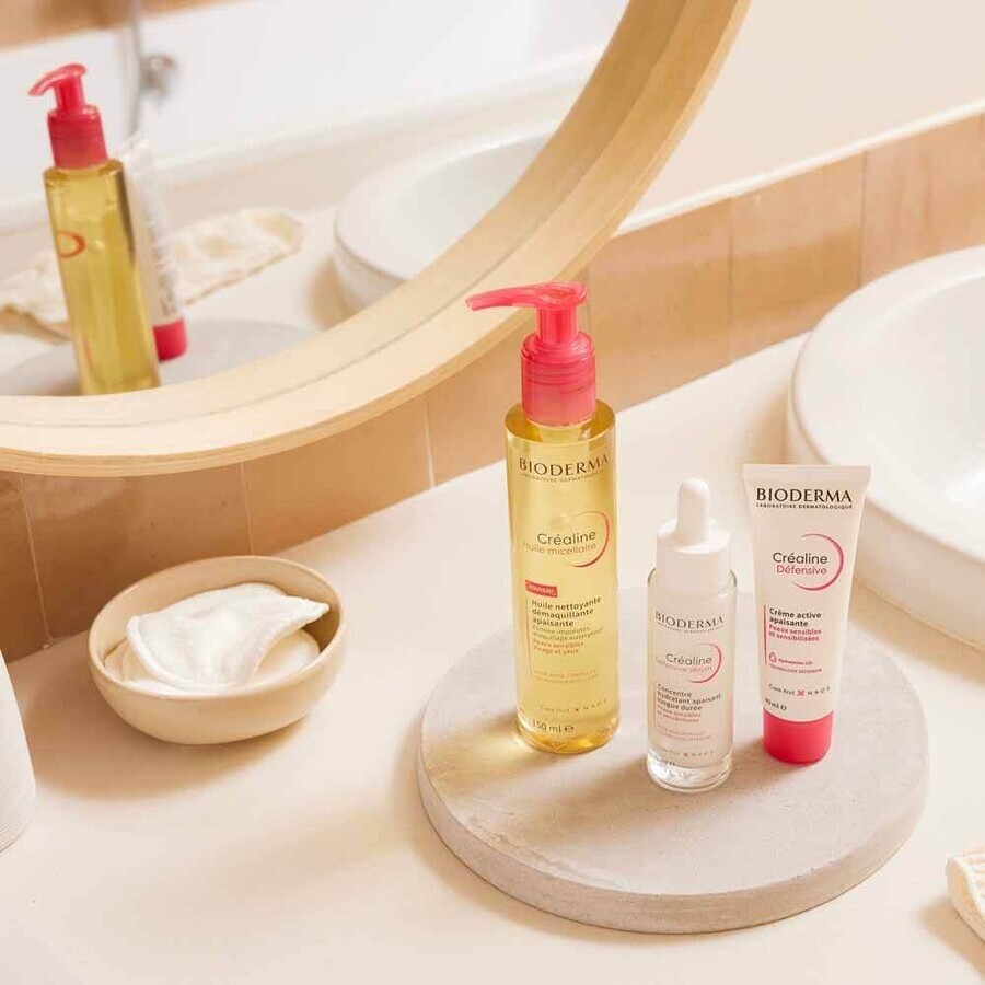 Bioderma Crealine Huile Nettoyante Démaquillante Apaisante Visage et Yeux Peaux Sensibles 150ml