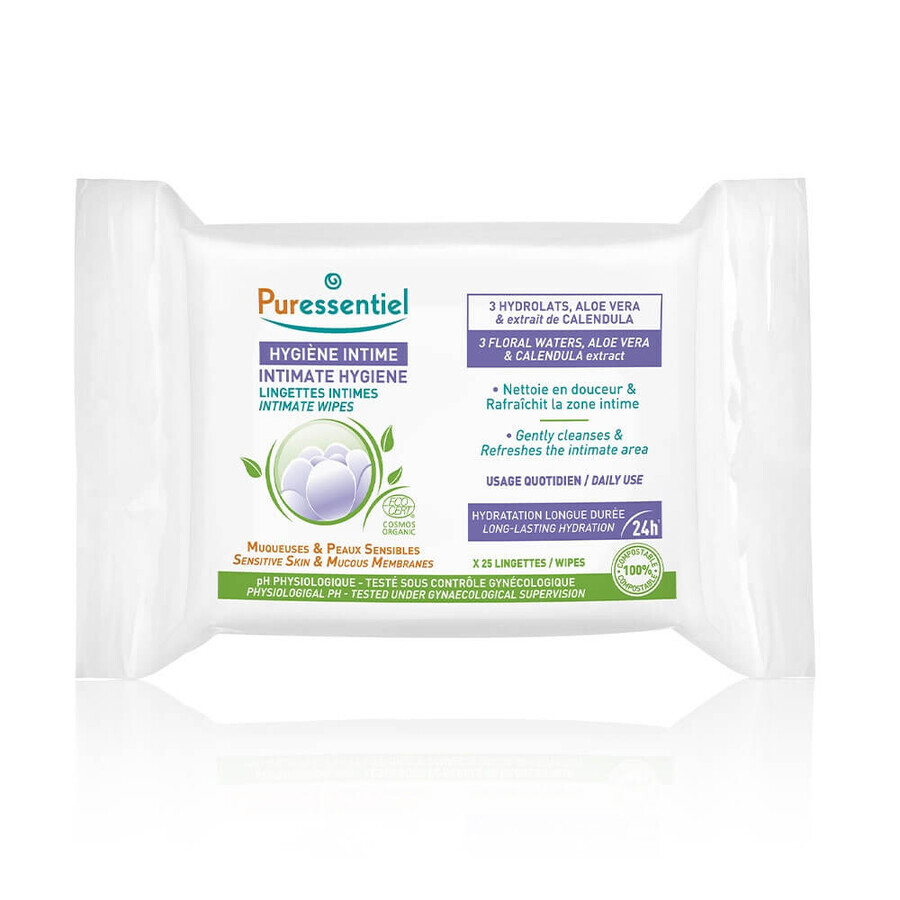 Puressentiel Intieme Hygiëne Organic Dagelijkse Intieme Doekjes Gevoelige Huid x25