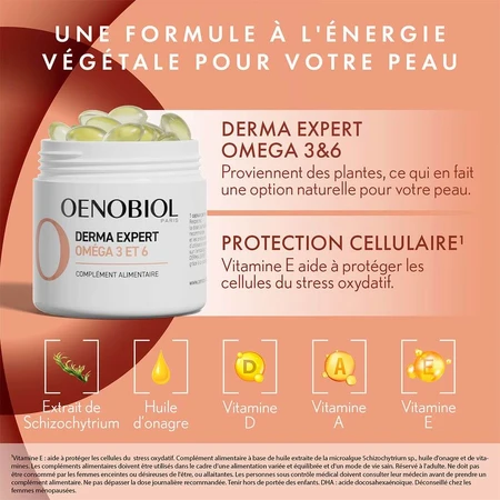 Oenobiol Derma Expert Omega 3 6 Regeneración cutánea 30 cápsulas