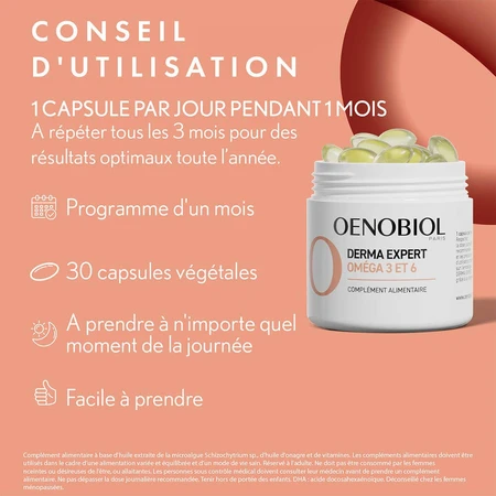 Oenobiol Derma Expert Omega 3 6 Regeneración cutánea 30 cápsulas