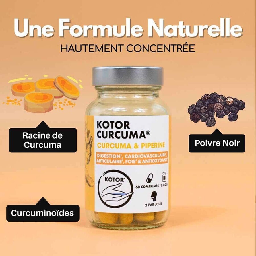 Kotor Pharma Curcuma + Piperine Digestion 60 Comprimés